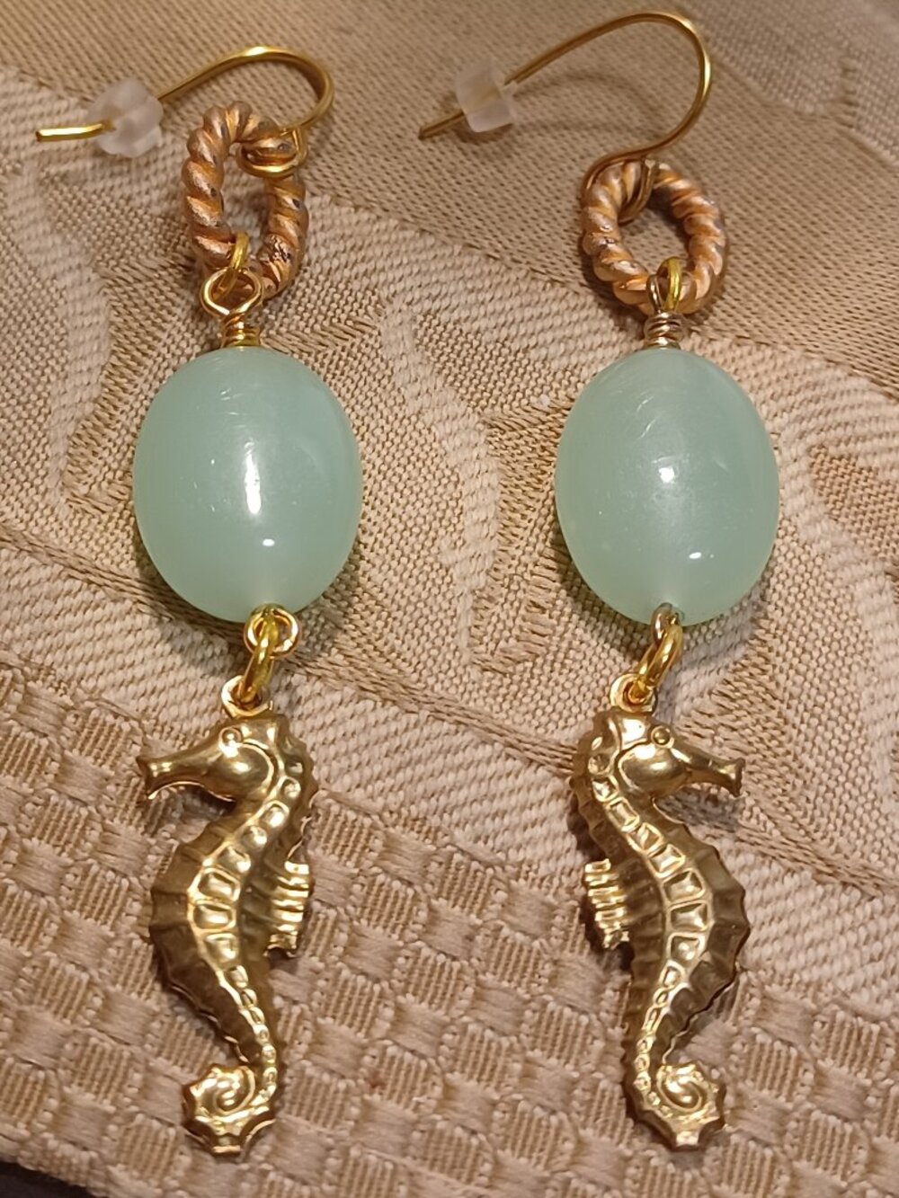 Green Aventurine Seahorse Earrings